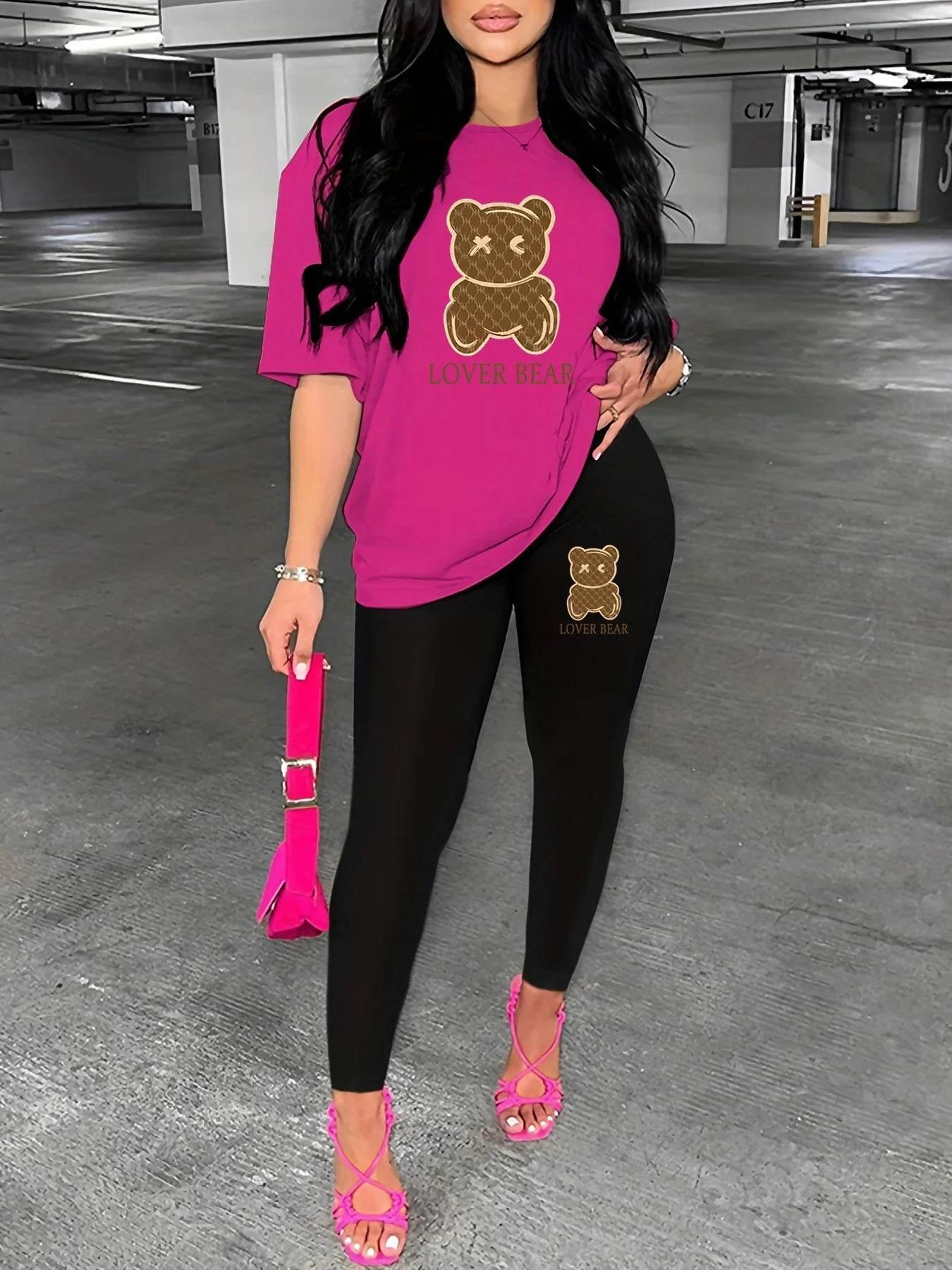 Women's LOVER BEAR print casual loose fit - Empire P.E