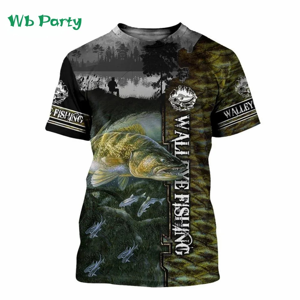 Men Shirts Graphic Tee Fish Print Short Sleeved - Empire P.E