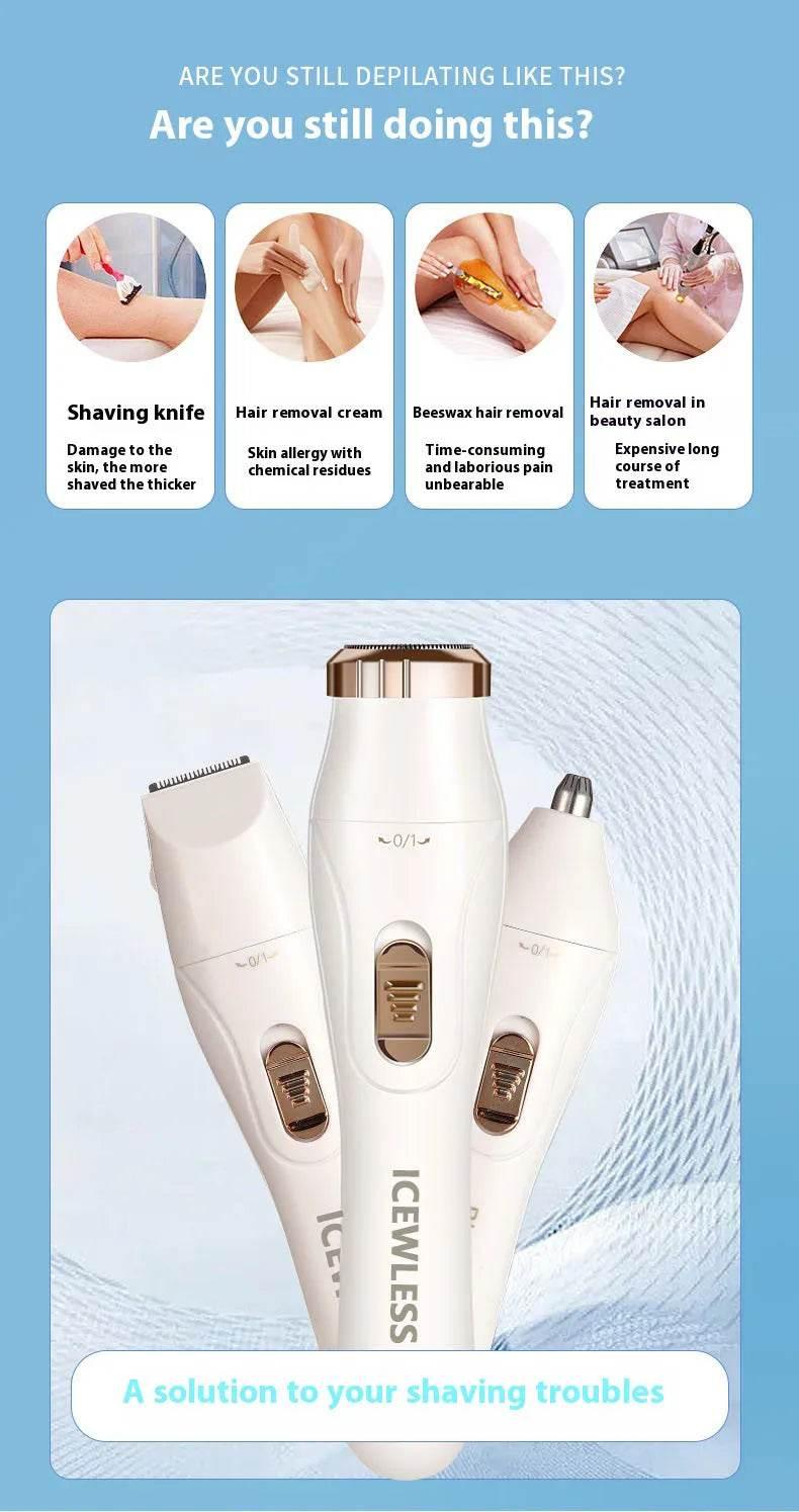 Electric Hair Trimmers for Women Waterproof Razor Painless Private Body Hair Removal Device shaver Bikini Arm Leg Face Shaving - Empire P.E