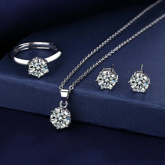 Solitaire Lab Diamond Jewelry set 925 Sterling Silver Moissanite Jewelry - Empire P.E