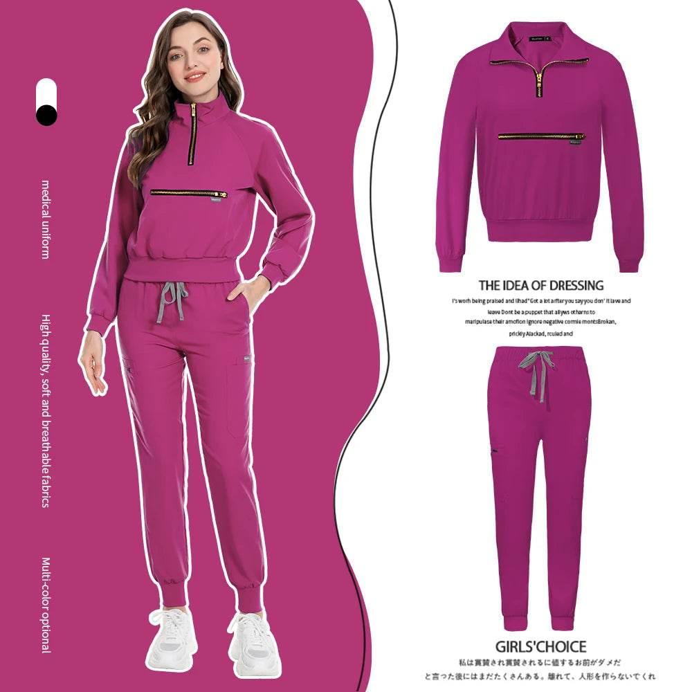 Long Sleeved Spa Uniforms High Quality Beauty and Health Workwear Scrubs Suits Tops+pants Scrubs Shirt with Pockets Work Clothes - Empire P.E