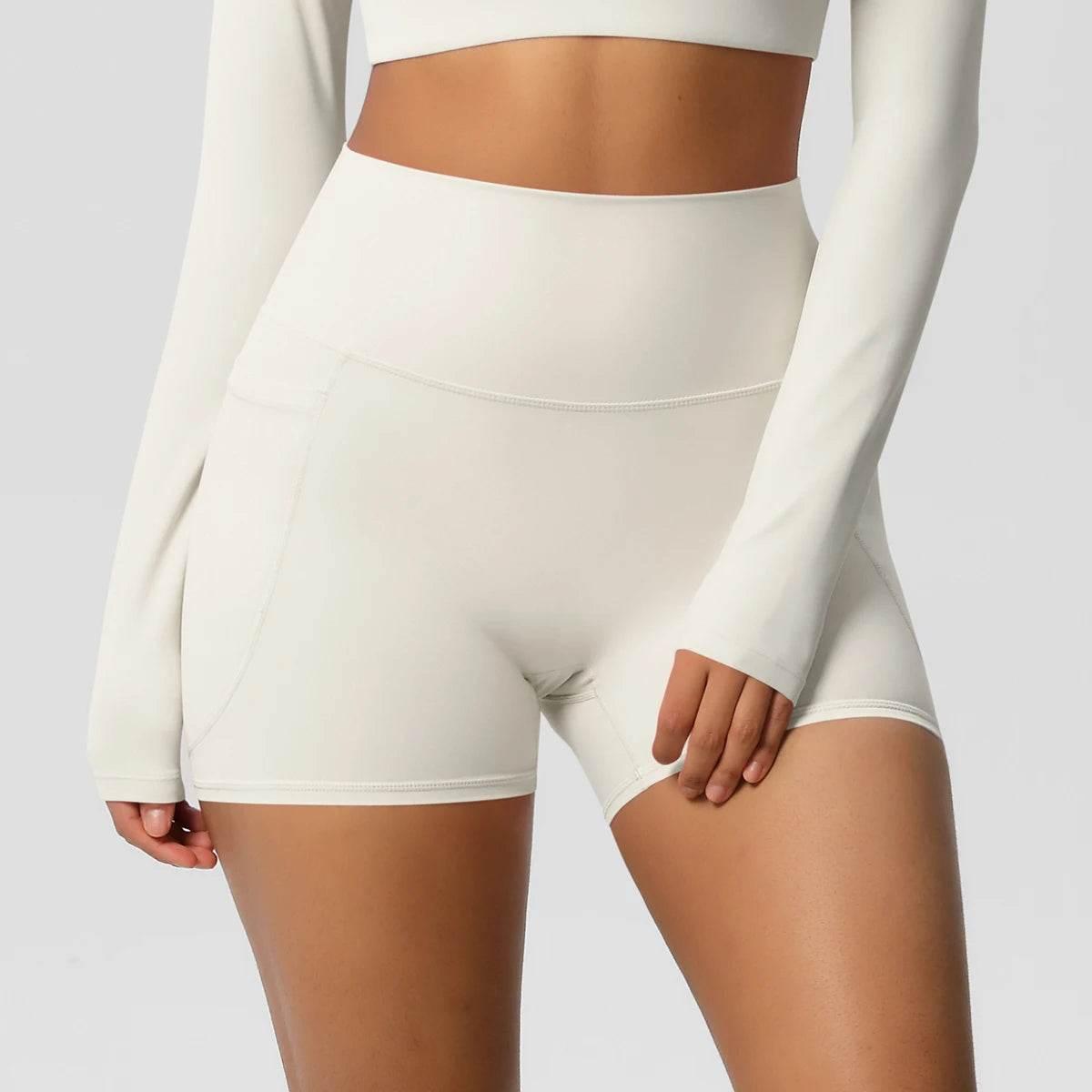 Women Sports Short With PocketedYoga Legging Shorts Squat Proof High Waist Fitness Tight Shorts Quick Drying Cycling Workout Gym - Empire P.E