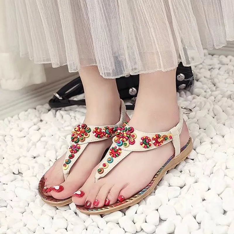2024 Women's Summer Bohemia Beaded Flat Sandals
