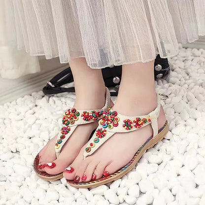 2024 Women's Summer Bohemia Beaded Flat Sandals