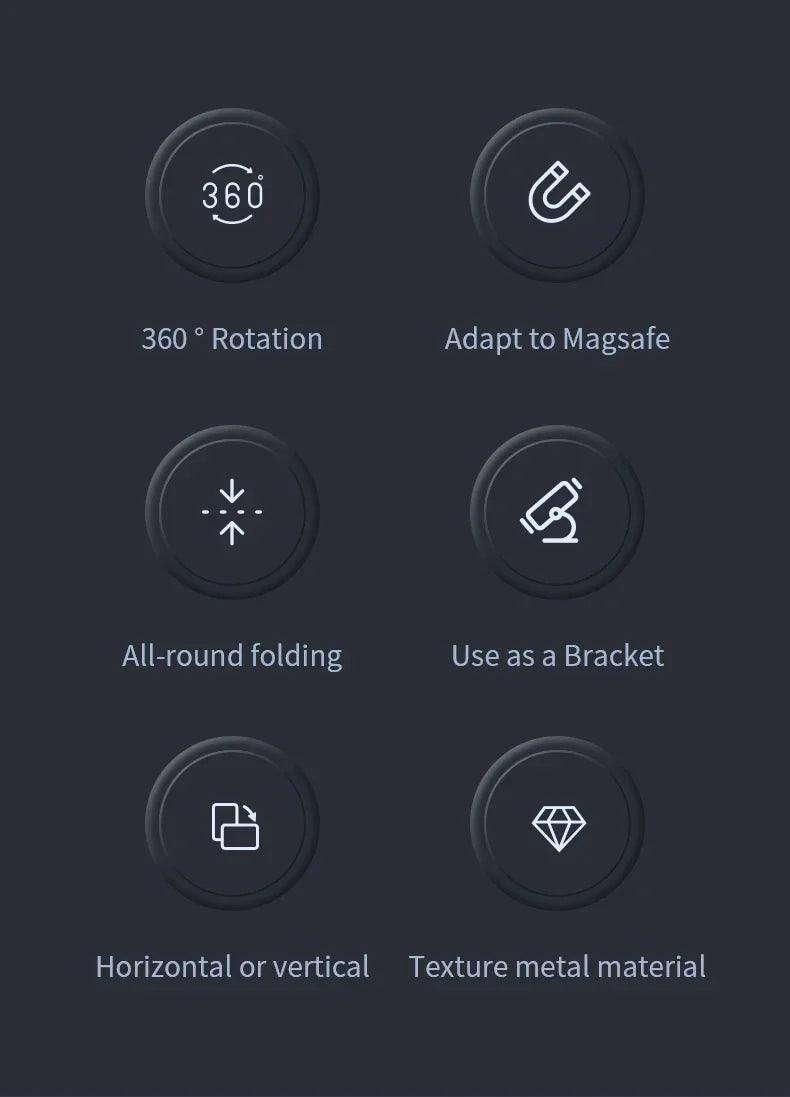 For MagSafe Double Sided Magnetic Phone Ring Holder Portable Folding Cellphones Stand Phone Accessories Support Bracket Grip Tok - Empire P.E