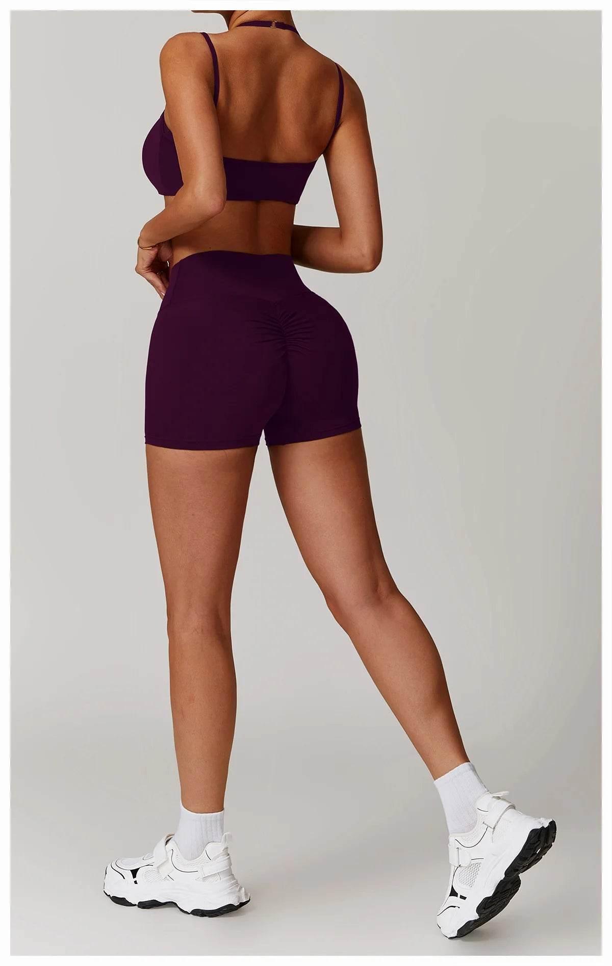 New Women Yoga Shorts High Waist Beautiful Buttocks Gym Sexy Feel V-shaped Shorts Sports Fitness Tights Push up Run Leggings - Empire P.E