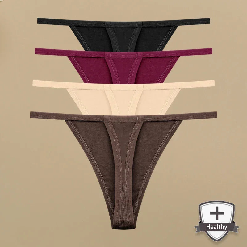 4Pcs Women's Cotton Thongs Thin Waist Underwear S-XL - Empire P.E