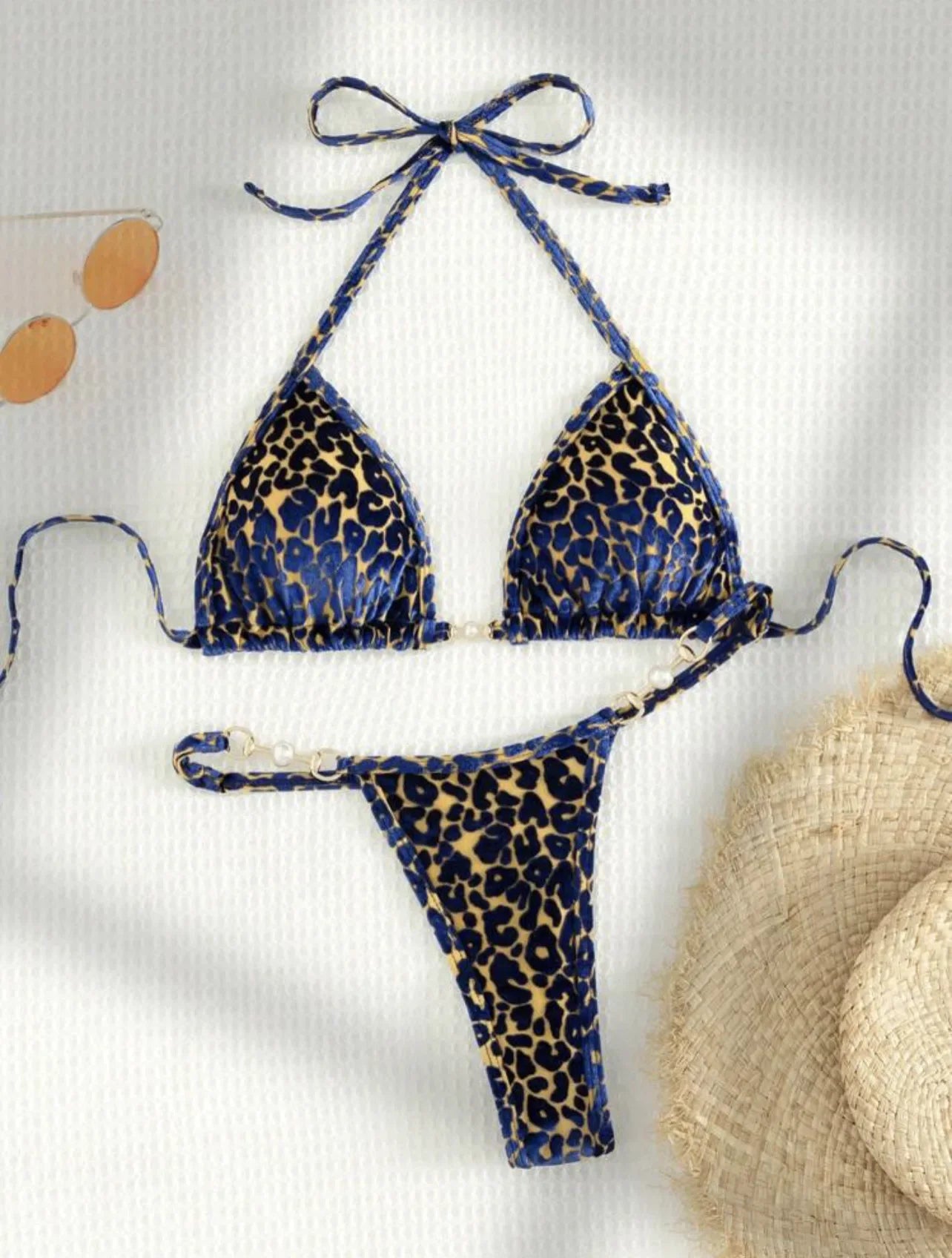 Sexy Leopard Velvet Mini Micro Thong Bikinis
