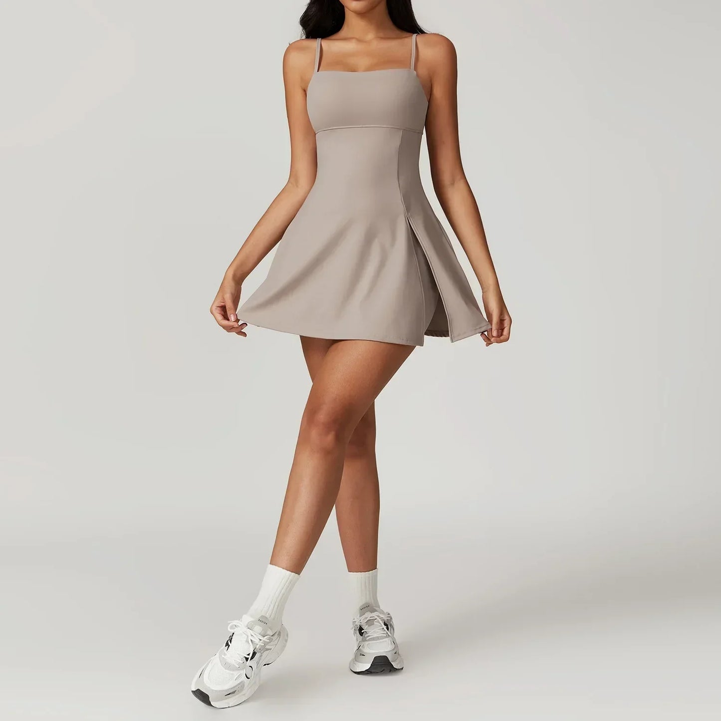 Skinny One-piece Tennis Dress Outdoor Slim-fit Shock-proof Hollow Out Backless Running Fitness Yoga Clothes Tights Tennis Skirt - Empire P.E