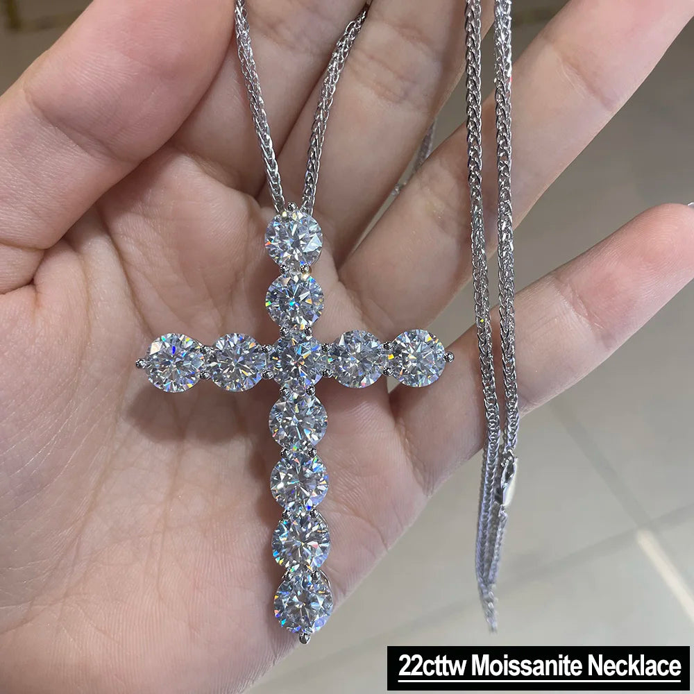 S925 Sterling Silver Plated 18K Lab Diamond Jesus Neck Chain