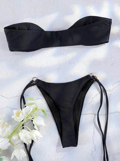 Solid Swimsuit Women Bathing Suit Bandeau Bikini 2024 Biquinis Feminino Swimwear High Waist Bikini Set Beachwear Sexy Bikinis - Empire P.E