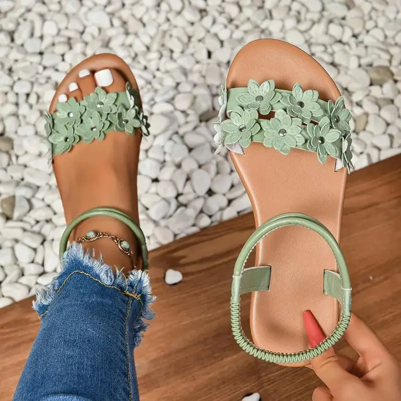 Flower Decoration Flat Sandals - Empire P.E
