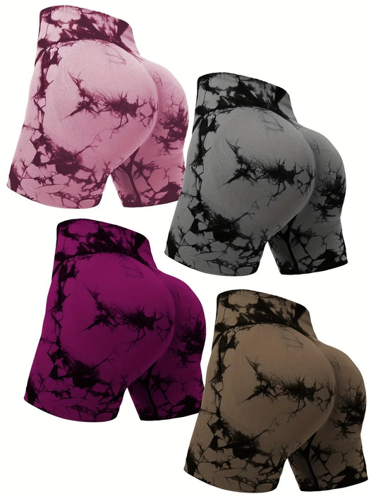 4 Pack High Waist Women's Sports Shorts
