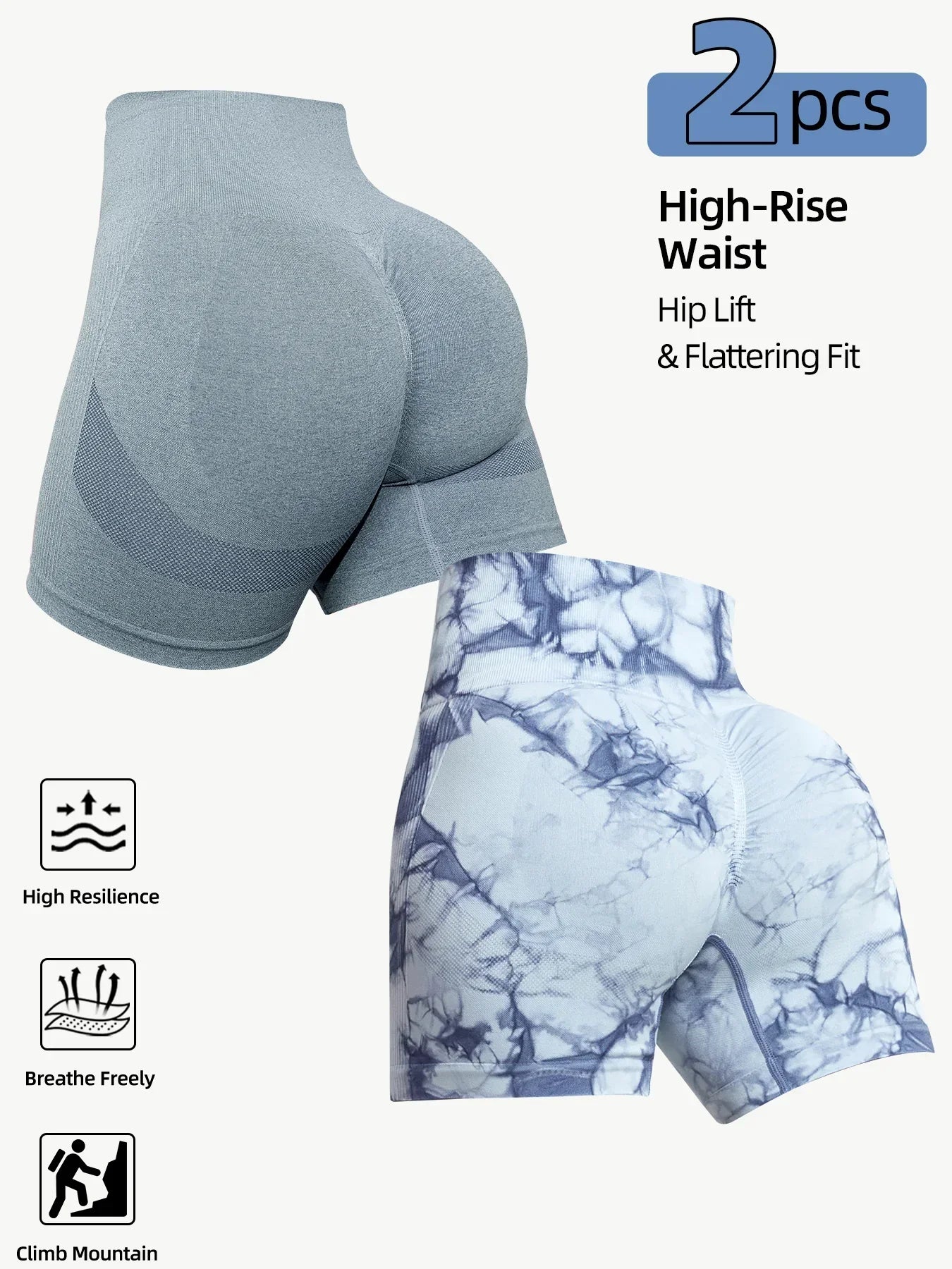 1/2/3/4pcs Women's Tie-Dye Seamless High-Waist Cycling Short Leggings