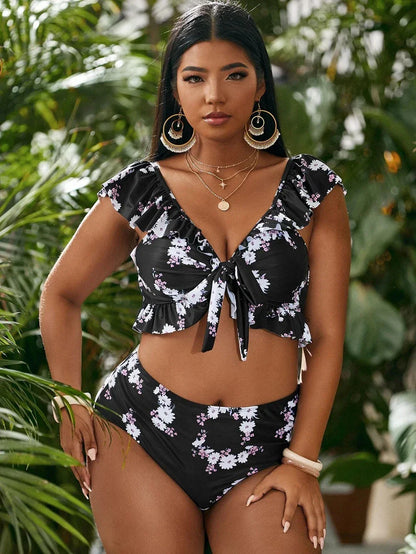 2025 Women Bikinis Set Swimwear Plus Size High Waist Floral Swimsuit