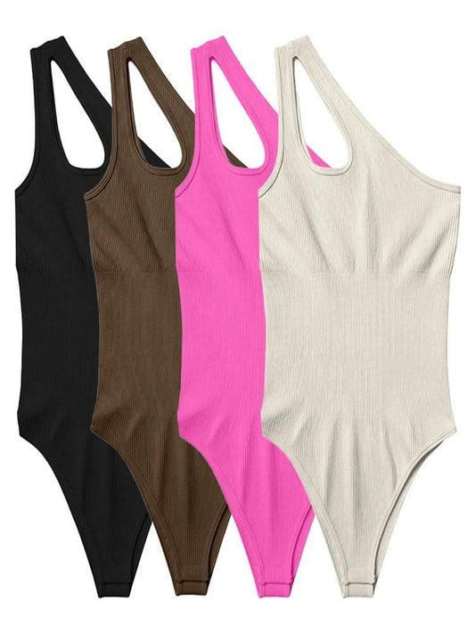 Women's Yoga Bodysuit Sleeveless Solid Color Sexy Fitness Workout Breathable One Shoulder Sport Tight Jumpsuit - Empire P.E
