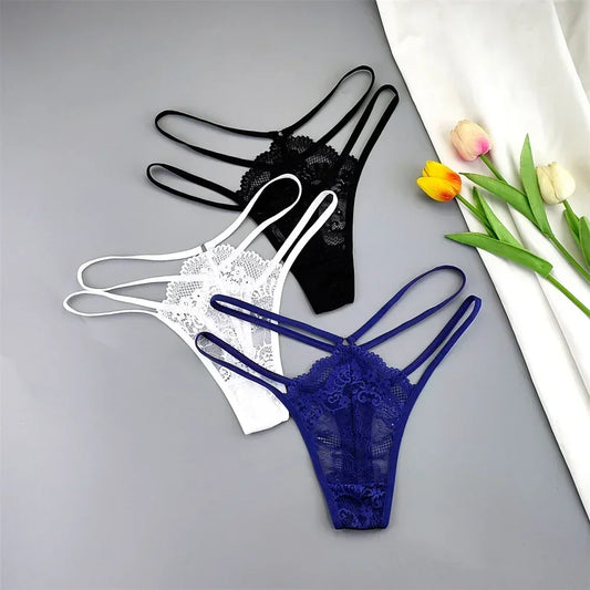3 Pcs Lace Thin Strap Thong Women Low Waist - Empire P.E