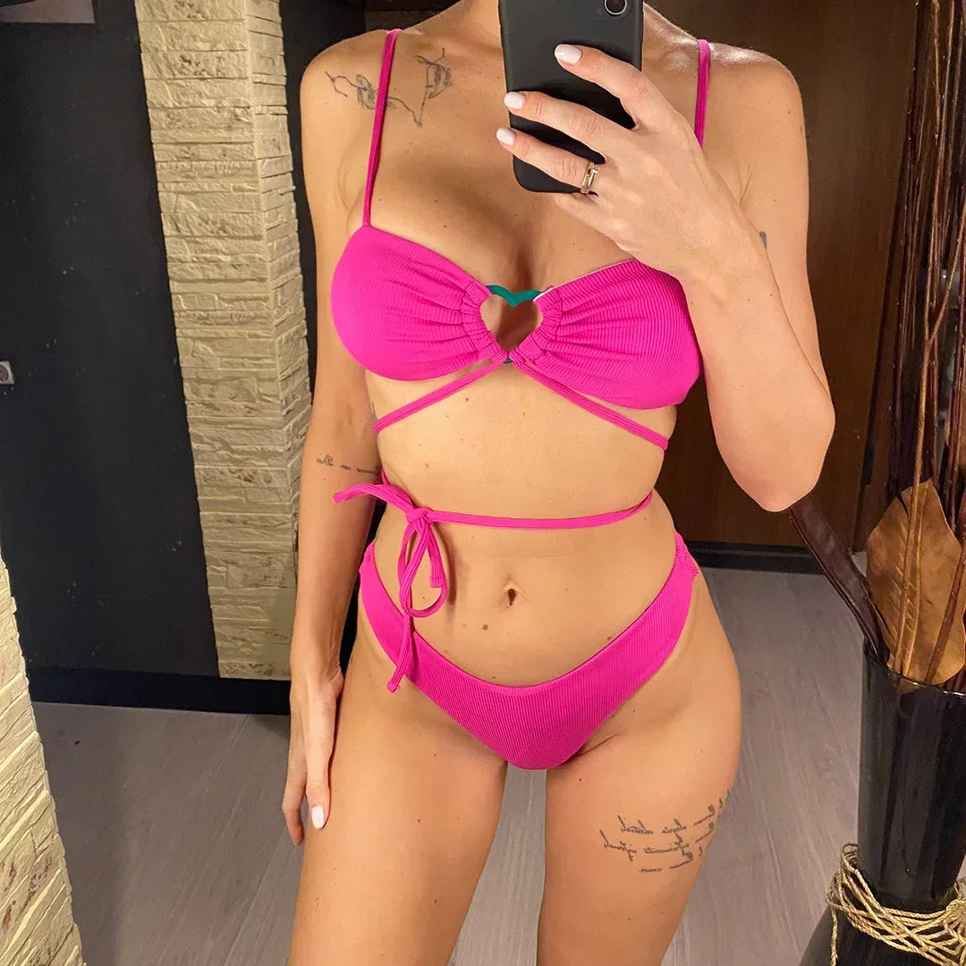 Wrap Around With Skirt Thong Bikini Women Swimwear - Empire P.E