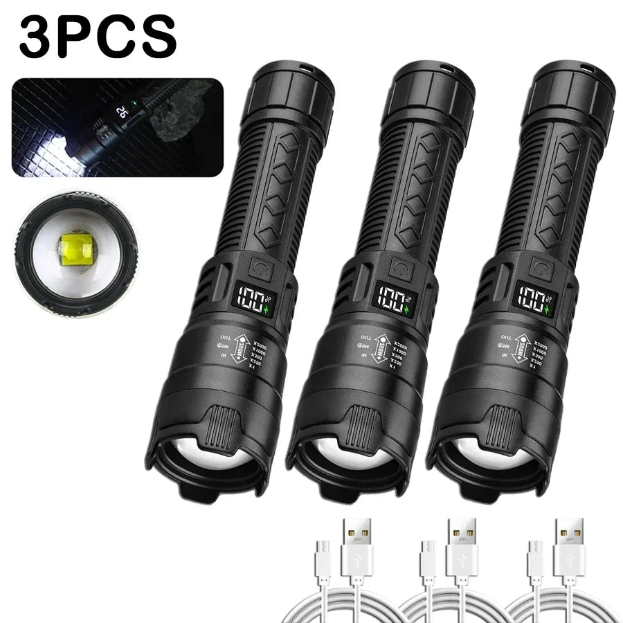 High Power 2000LM LED Flashlight Built-in Battery USB Rechargeable - Empire P.E