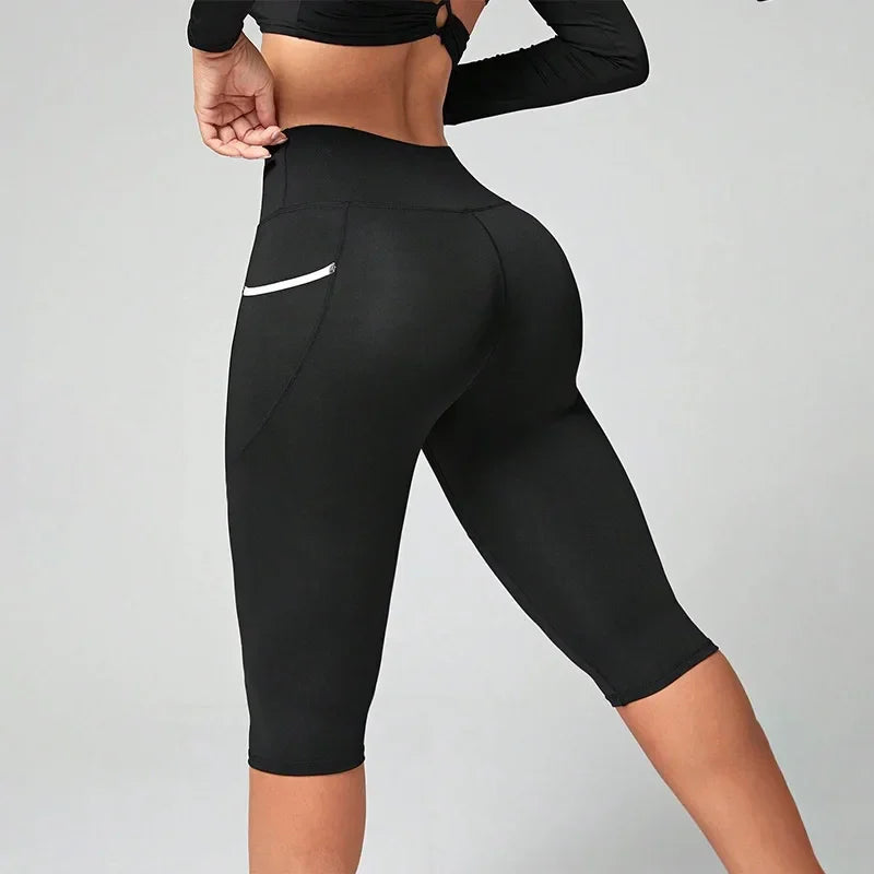 High Waist Yoga Pants Capri Leggings with Pockets for Women Tummy Control Workout Capri Leggings for Women - Empire P.E