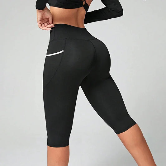 High Waist Yoga Pants Capri Leggings with Pockets for Women Tummy Control Workout Capri Leggings for Women - Empire P.E
