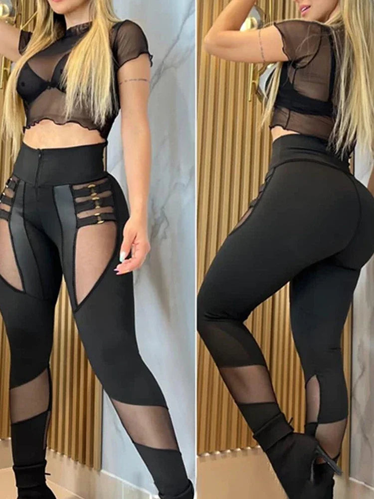 Women Solid Tight High Waist Slim Fit - Empire P.E