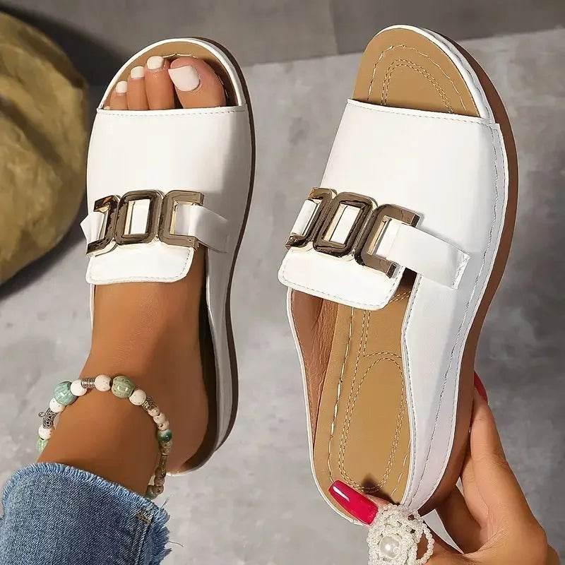 Summer Women's Slippers Casual Flat Open Heel Shoes Lightweight Comfortable Sports Slippers - Empire P.E