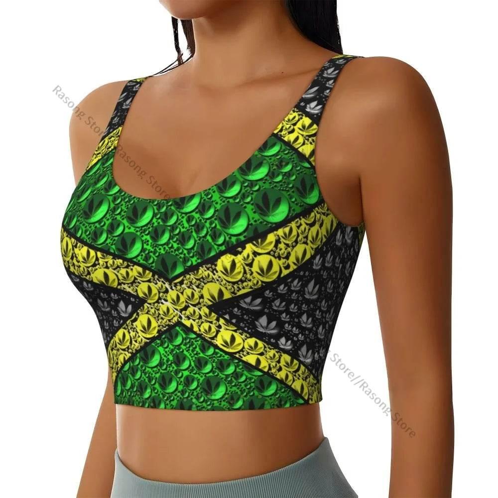 Sports Bra Women Running Yoga Clothes Vest Jamaica Kingdom Flag Gathering Fitness Vest - Empire P.E