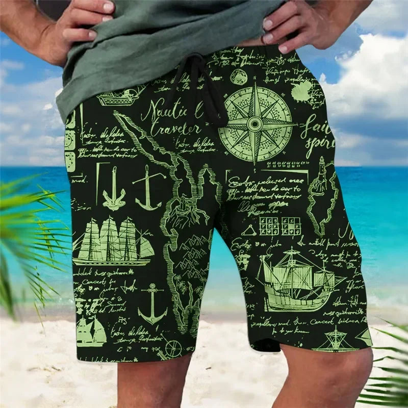 Men's Sweat Shorts Beach Shorts Terry Shorts Drawstring Elastic Waist 3D Print Graphic Plaid Stripe Breathable Soft Short Daily - Empire P.E