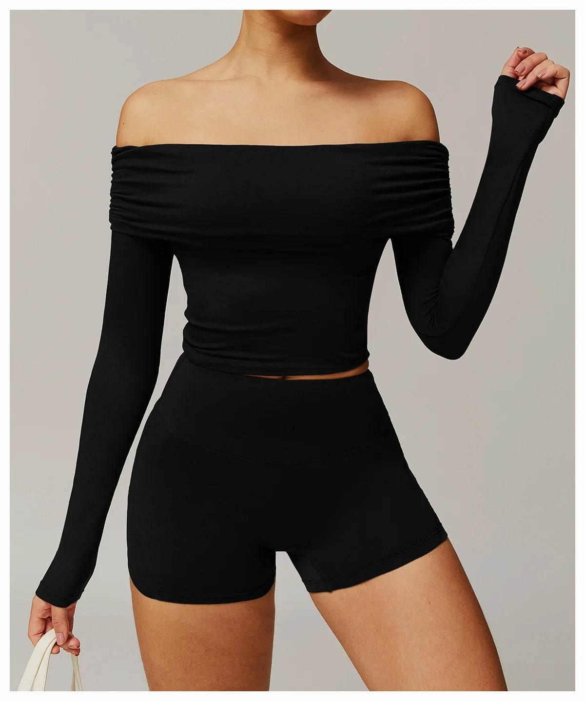 Sexy Yoga Long Sleeve Slim Fit Fitness Yoga Shirts Crop Top Women's Quick-drying Sport Tops Running Workout Women Gym Clothing - Empire P.E