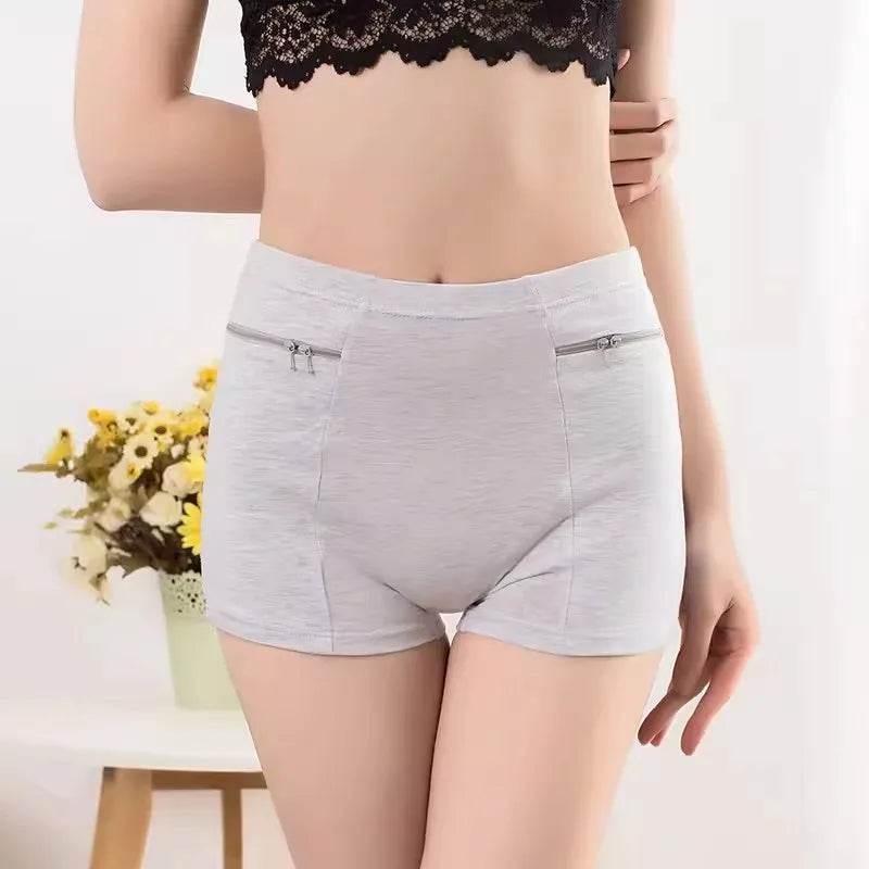 Plus Size Women Safety Short Pants Soft Boyshort Under Skirt Shorts With Zipper Pockets Breathable Theft-proof Female Underwear - Empire P.E