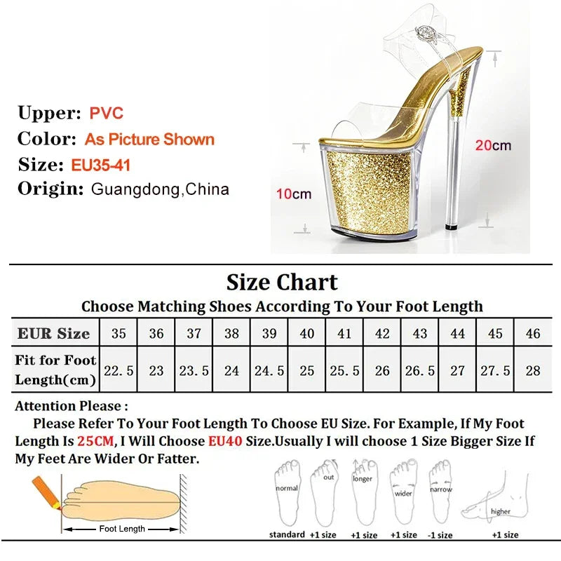 20CM/8inche Exotic Stripper High Heel Glitter Stiletto Heels - Empire P.E