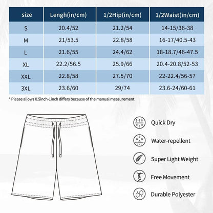 Jamaican Flag Mens Beach Shorts Swimming Trunks Board Shorts Elastic Waist with Pocket - Empire P.E