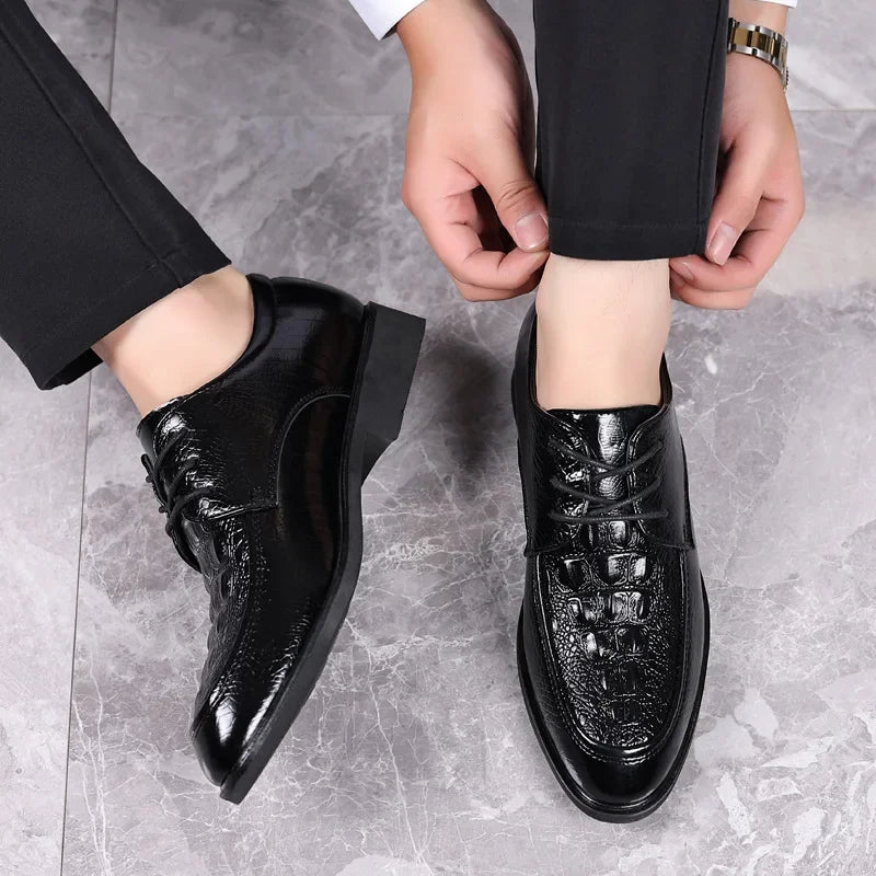 Casual Business Shoes for Men Crocodile PU Leather Dress Shoes - Empire P.E