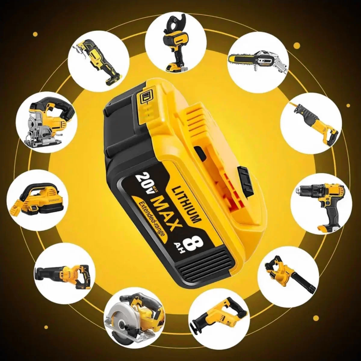 8.0Ah 20V Lithium-Ion Replacement Batteries Compatible with DCB200, DCB205, DCB206 & More - Empire P.E