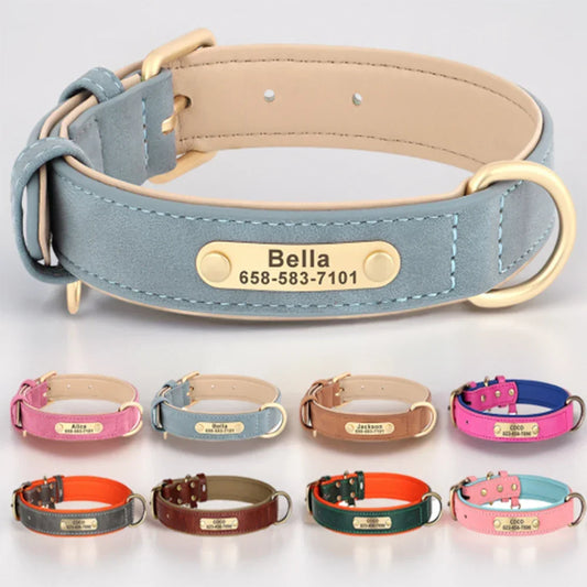 Personalized Dog Collar Custom Engraved PU Leather - Empire P.E
