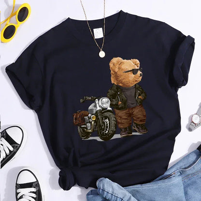 Motorcycle Teddy Bear Wearing Sunglasses Tshirt - Empire P.E