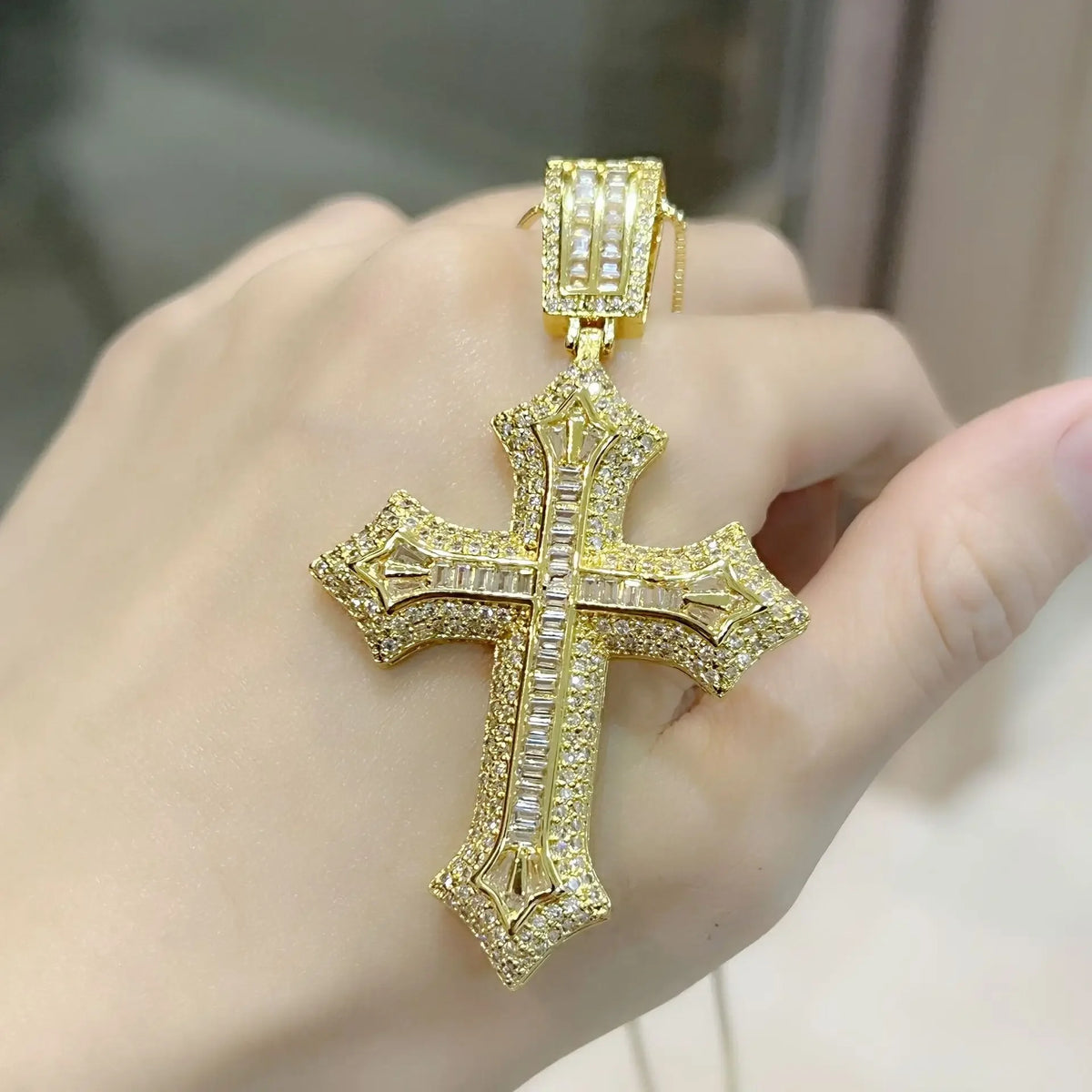 Luxury Hiphop Lab Diamond Cross Pendant 925 Sterling Silver - Empire P.E