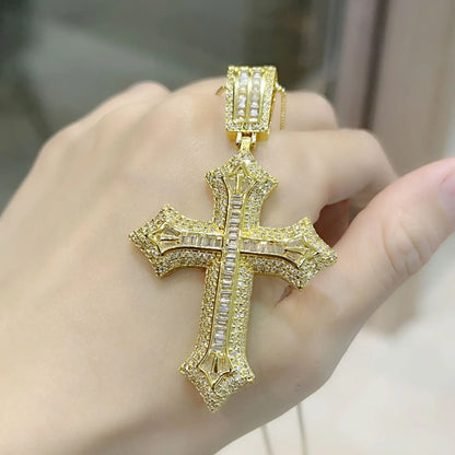 Luxury Hiphop Lab Diamond Cross Pendant 925 Sterling Silver - Empire P.E
