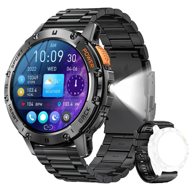 For Android ios New AMOLED Smart Watch Men with Flashlight
