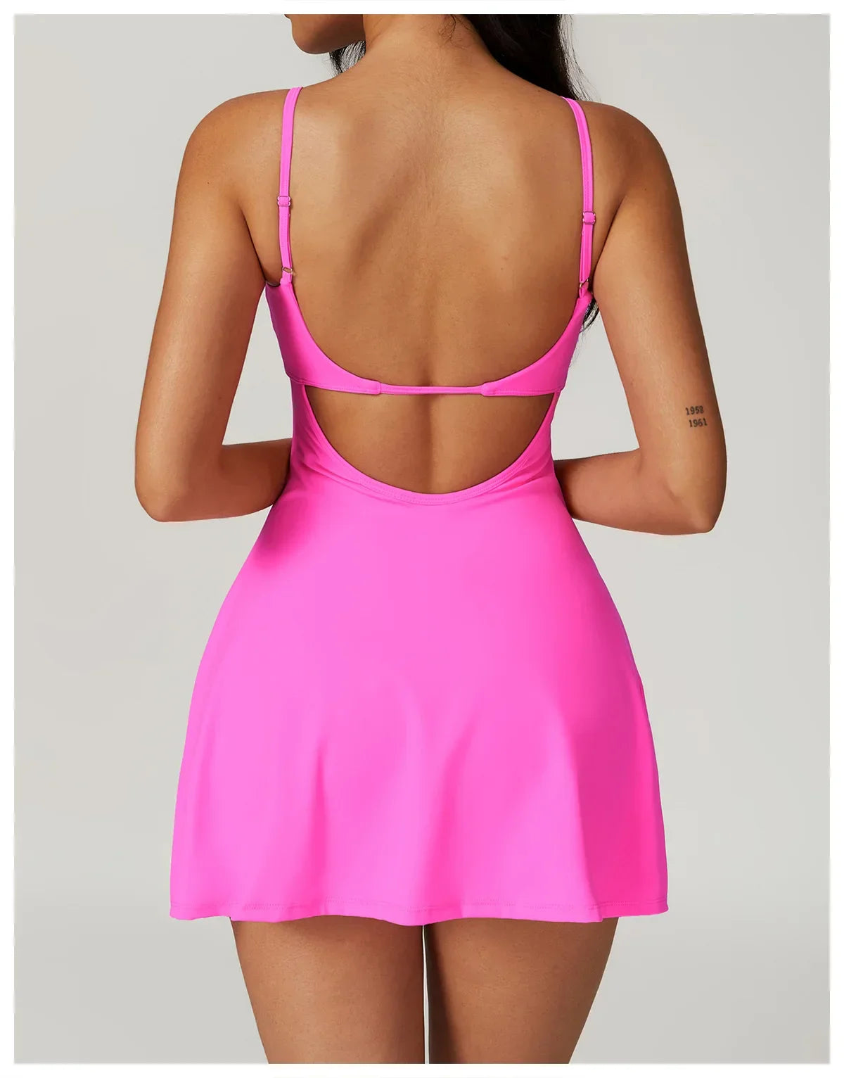 Skinny One-piece Tennis Dress Outdoor Slim-fit Shock-proof Hollow Out Backless Running Fitness Yoga Clothes Tights Tennis Skirt - Empire P.E
