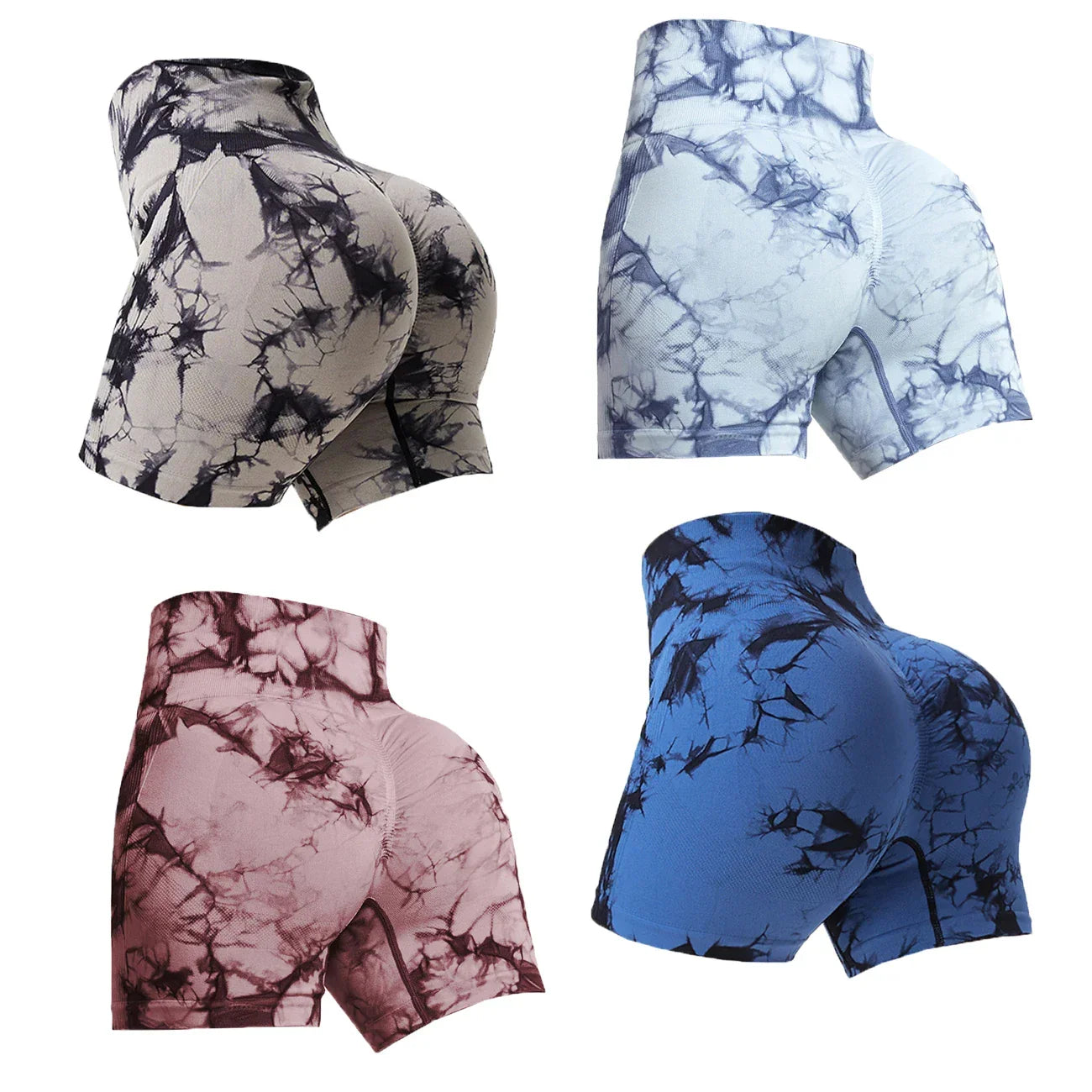 2/4Piece Tie Dye  Push Up Shorts