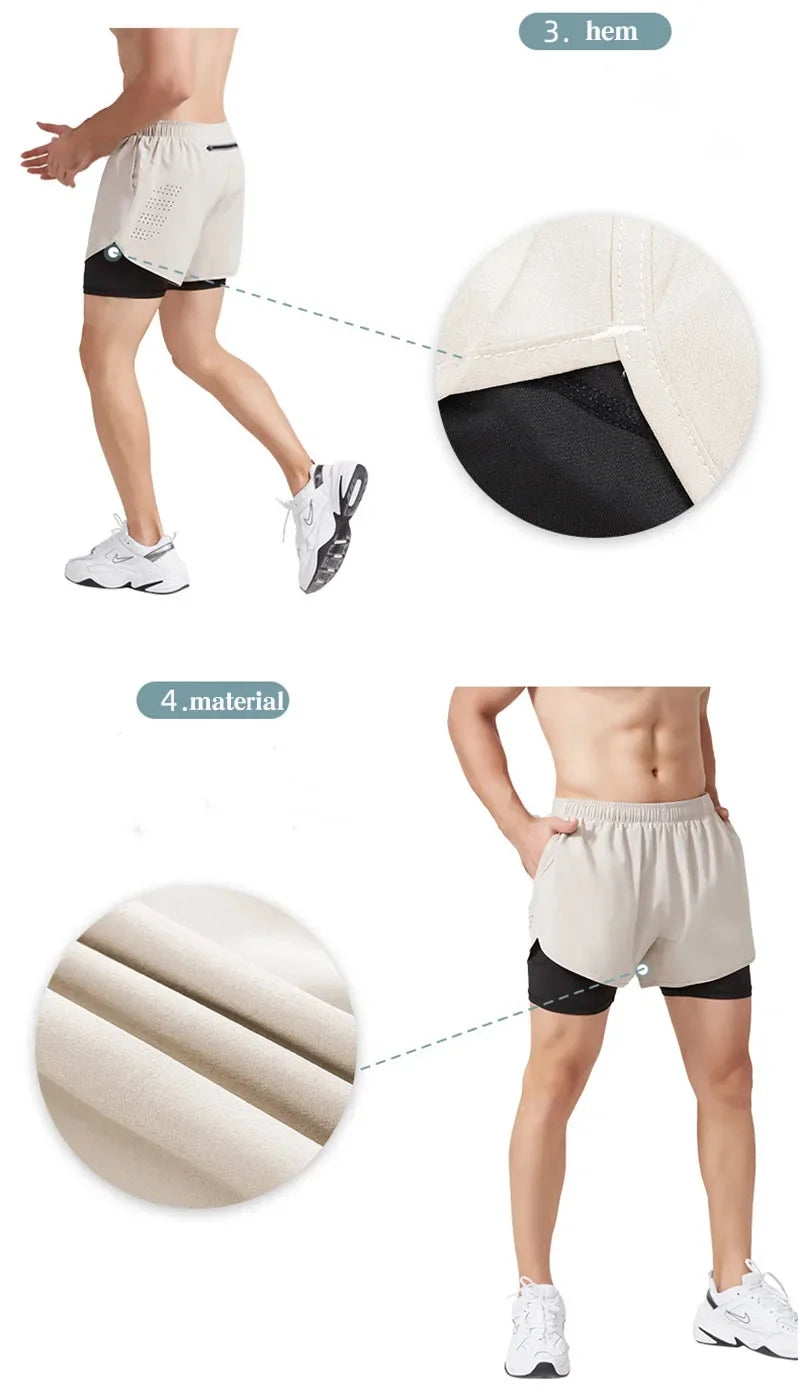Sport Shorts Men Sportswear 2 In 1 Short - Empire P.E