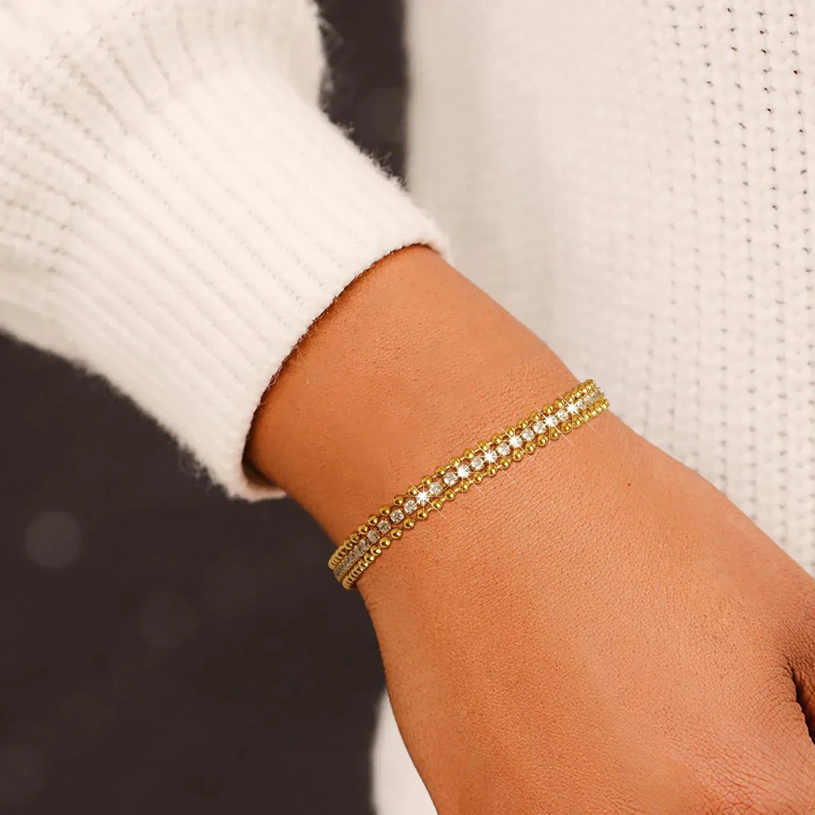 Tennis Bracelet, Stainless Steel Miami Chain With Cubic Zirconia Bangle - Empire P.E
