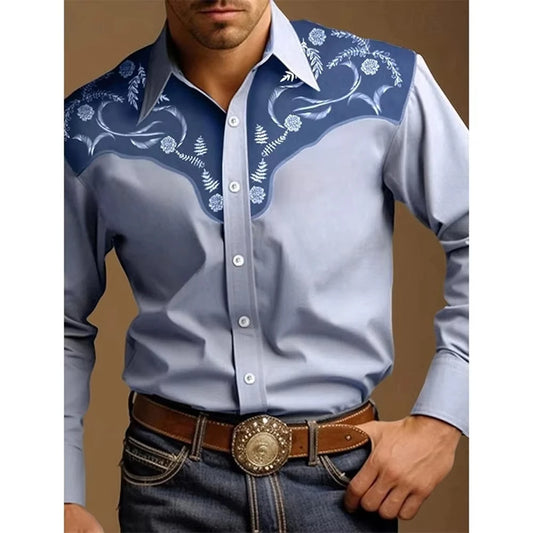 Western Style Rose Elegant Print Shirt - Empire P.E