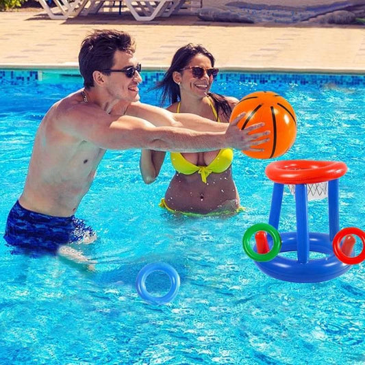 Inflatable Pool Basketball Set,Floating Swimming Ring & Beach Ball Games Summer Party Fun Favors Water Battle for Kids & Adults - Empire P.E