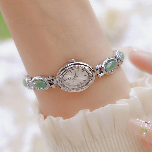 UTHAI Women's Watch Ladies Bracelet Luxury Brand Waterproof Retro Natural Dongling Stone Hotan Jade Advanced Chain Watches Gift - Empire P.E