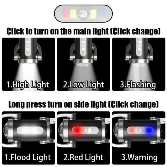 Bright COB LED Keychain Flashlight-Multifunctional USB Rechargeable - Empire P.E