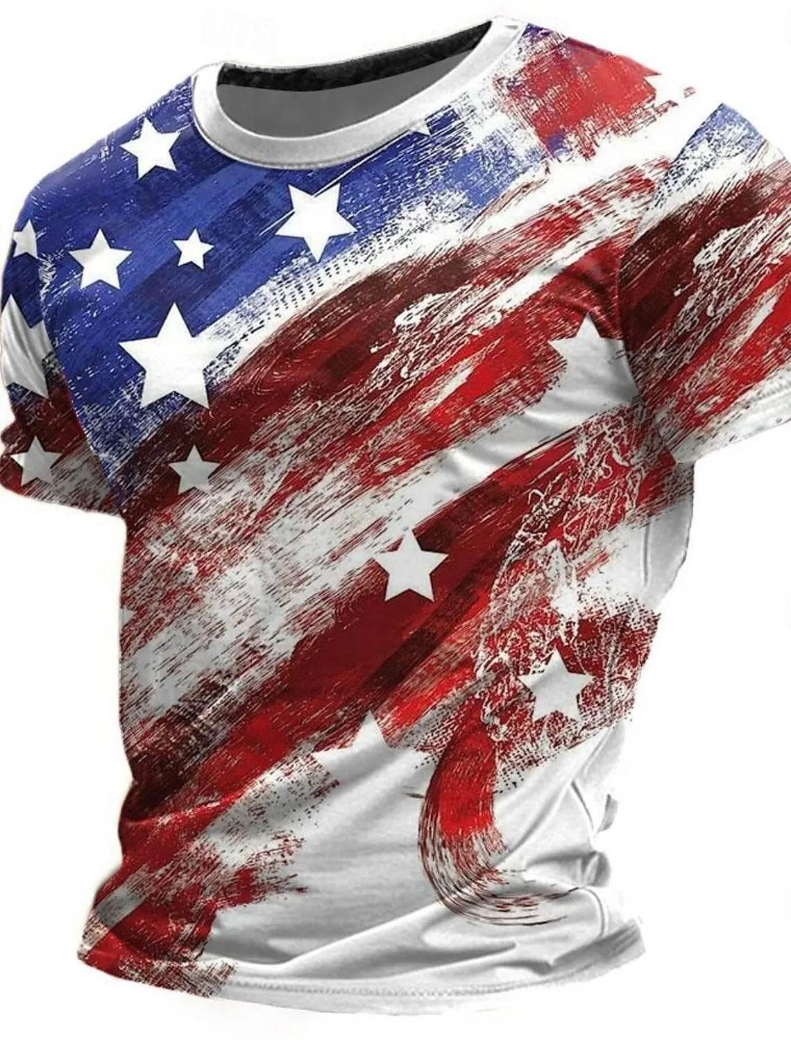 American Flag Street Style Men's 3D Print T shirt Tee Street American Independence Day T shirt crew neck Short Sleeve Summer - Empire P.E