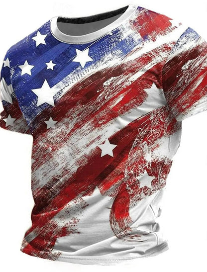 American Flag Street Style Men's 3D Print T shirt Tee Street American Independence Day T shirt crew neck Short Sleeve Summer - Empire P.E